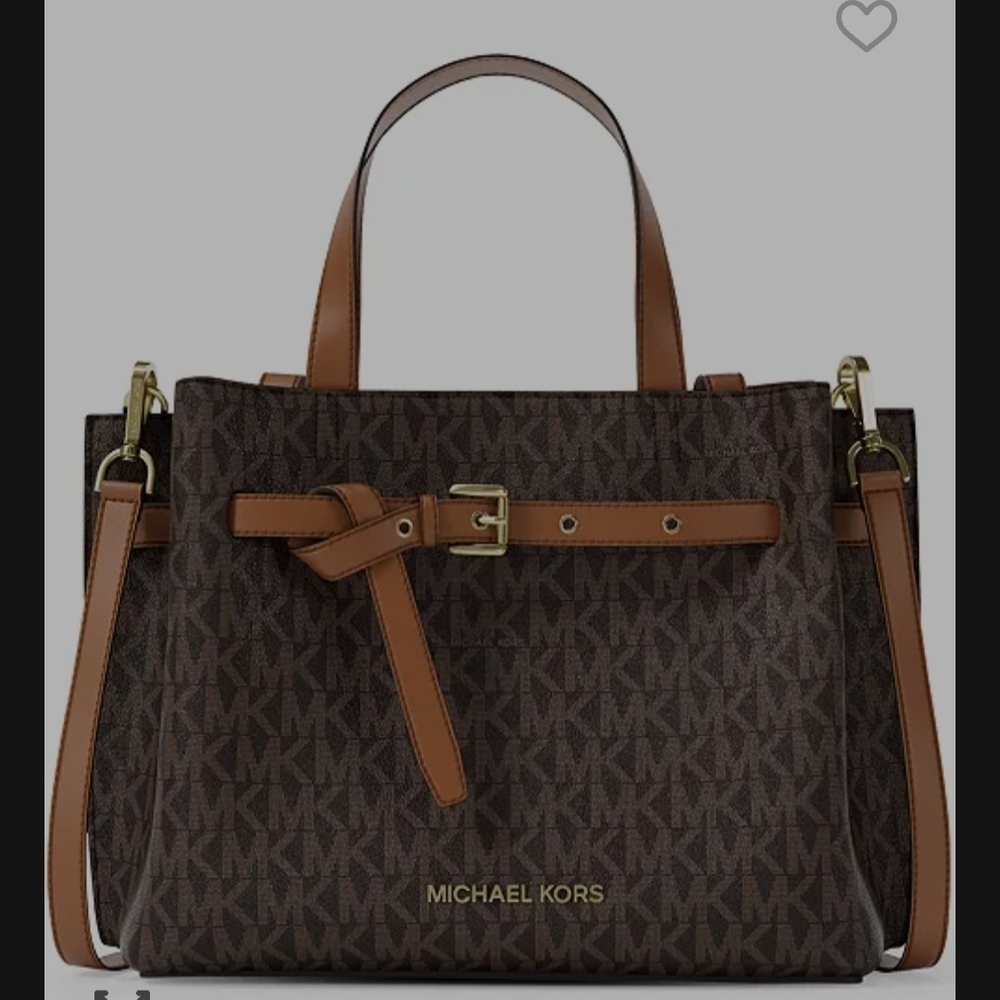 Michael Kors Brown Monogram Tote with Tan Straps